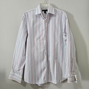 Express Design Studio Mens L Classic Fit Striped Premium Woven Cotton‎ Shirt